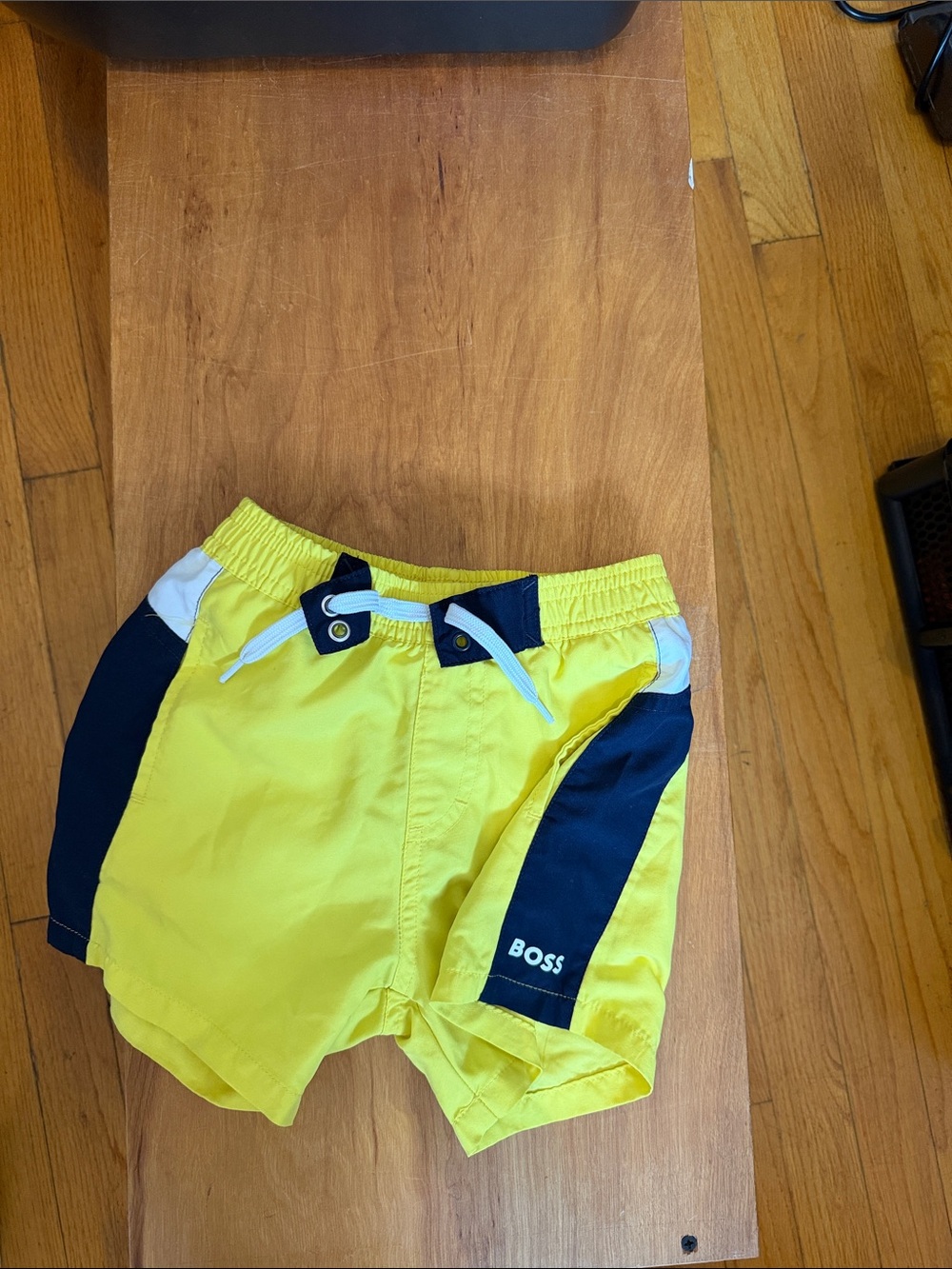 BOSS Yellow and Navy Colorblock Swim Shorts